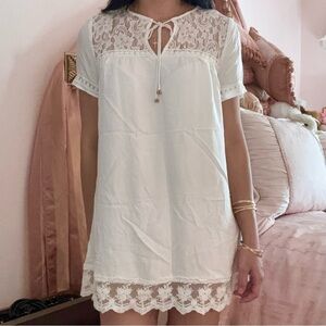 Forever 21 Mini White Lace Festival Sun Dress Coverup NWT size M